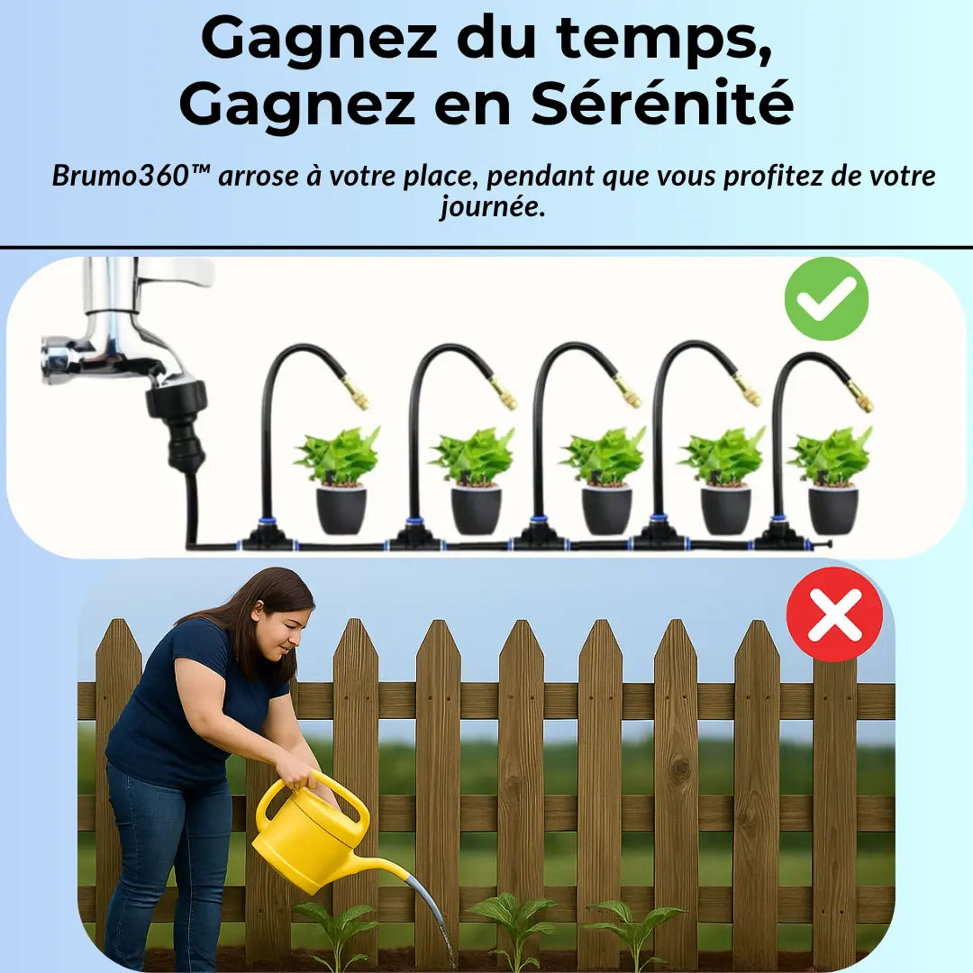 Brumo360™| Arrosage Automatique, Sérenité Garantie